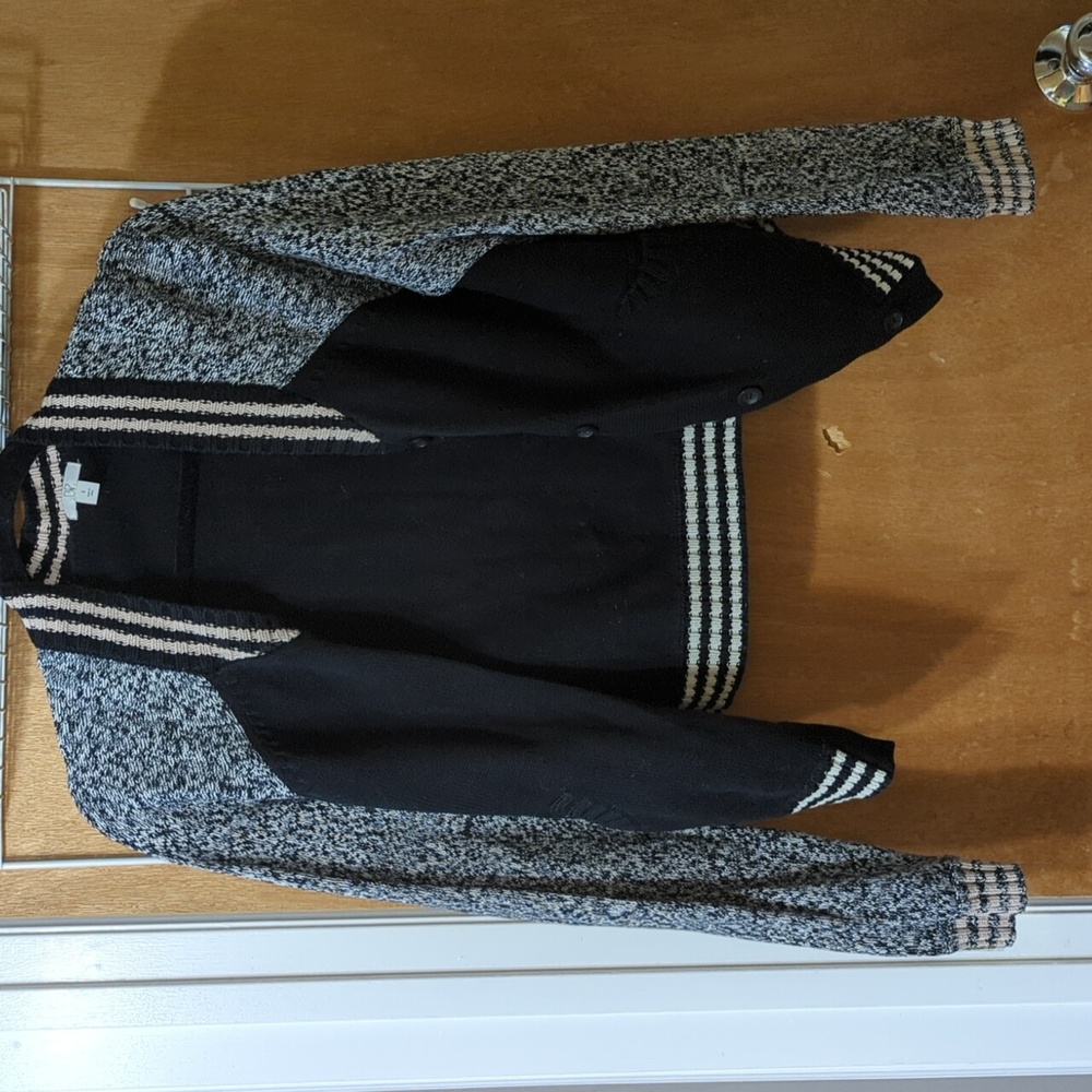 Nordstrom BP letterman style black and white cardigan size small